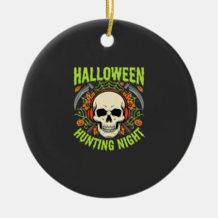 Halloween-Jagd-Nacht-Totenkopf-Sense-Vektor-Design Keramik Ornament