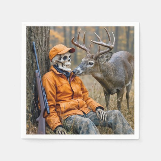 Halloween-Jäger-Skelett mit einem Bock Serviette (Vorderseite)