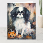 Halloween Japanisches Kinin mit Pumpkins Beängstig Karte (Vorderseite)