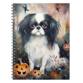 Halloween Japanisches Kinin mit Pumpkins Beängstig Notizblock (Vorderseite)