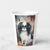 Halloween Japanisches Kinin mit Pumpkins Beängstig Pappbecher (Rückseite)