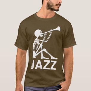 Halloween Jazz Musik Musiker Horn Trompete Skelett T-Shirt