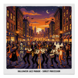 Halloween-Jazz-Parade-Sonnenuntergangs-Prozession Poster