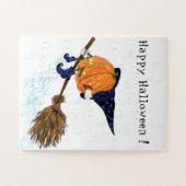 Halloween Jigsaw Puzzle Hexenkürbis Flying Broom (Horizontal)