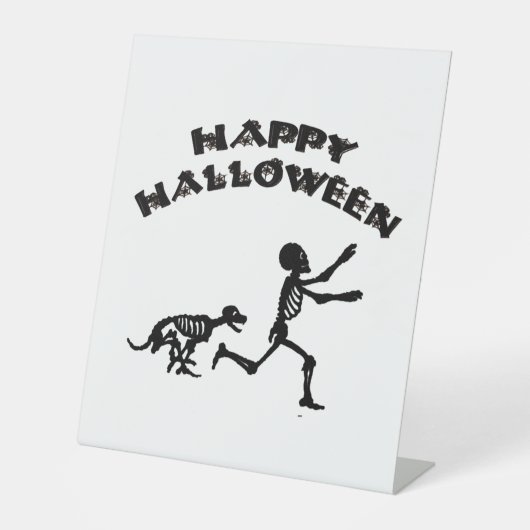 Halloween-Junge und Hund Sockelschild (Vorderseite)