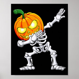 Halloween-Jungen Dabbing-Skelett Y Kürbis Jack O L Poster