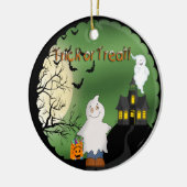 Halloween-Jungen-Geist-runde Verzierung Keramikornament (Links)