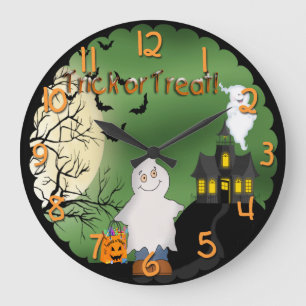 Halloween-Jungen-Geist-runde Wanduhr