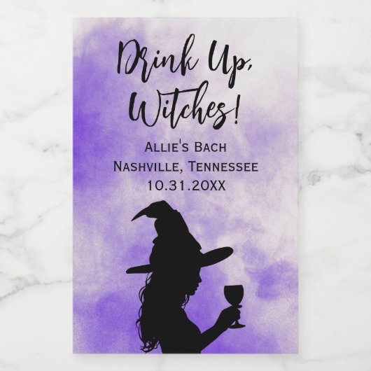 Halloween Junggeselinnen-Abschied trinken Hexen Weinetikett (Einzelnes Label)