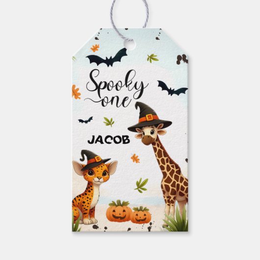 Halloween Jungle Safari Animals Junge 1. Geburtsta Geschenkanhänger (Vorderseite)
