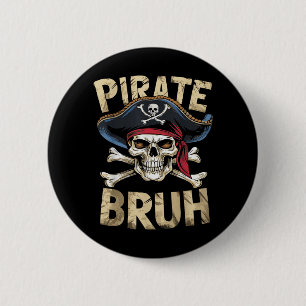 Halloween-Jungs Bruh-Piratenschädel-Kreuzknochen Button