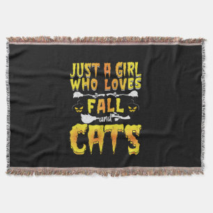Halloween Just A Girl Who Loves Fall and Cats Decke