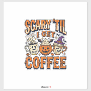 Halloween-Kaffee Gruselig Bis Kaffee Vintage-Shirt Aufkleber