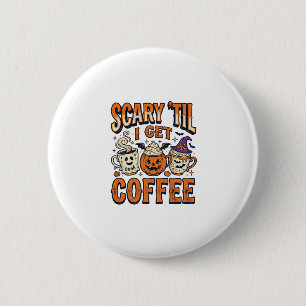 Halloween-Kaffee Gruselig Bis Kaffee Vintage-Shirt Button