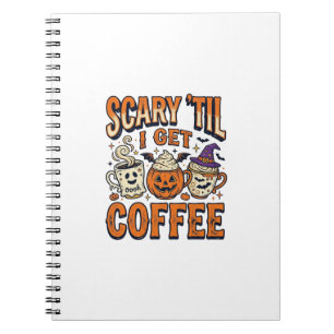 Halloween-Kaffee Gruselig Bis Kaffee Vintage-Shirt Notizblock