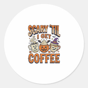 Halloween-Kaffee Gruselig Bis Kaffee Vintage-Shirt Runder Aufkleber