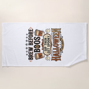 Halloween-Kaffee-Shirt Brau Vor Boos Vintage De Strandtuch