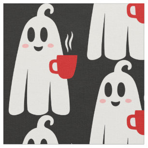 Halloween-Kaffee trinkender Geist lustig Stoff