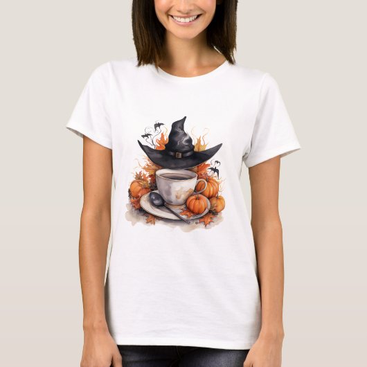 Halloween-Kaffeekürbis T-Shirt (Vorderseite)