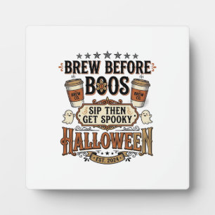 Halloween-Kaffeeshirt Brau Vor Boos Vintage De Fotoplatte