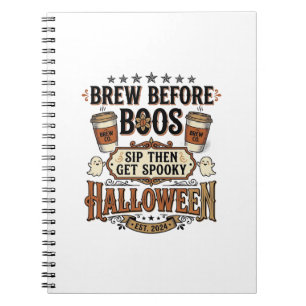 Halloween-Kaffeeshirt Brau Vor Boos Vintage De Notizblock