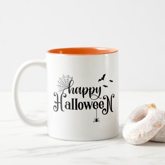 Halloween-Kaffeetasse Zweifarbige Tasse (Mit Donut)