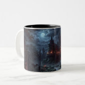 Halloween-Kaffeetasse Zweifarbige Tasse (Vorderseite Links)