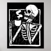 Halloween-Kaffeetrinken Skelettschädel Poster (Vorne)
