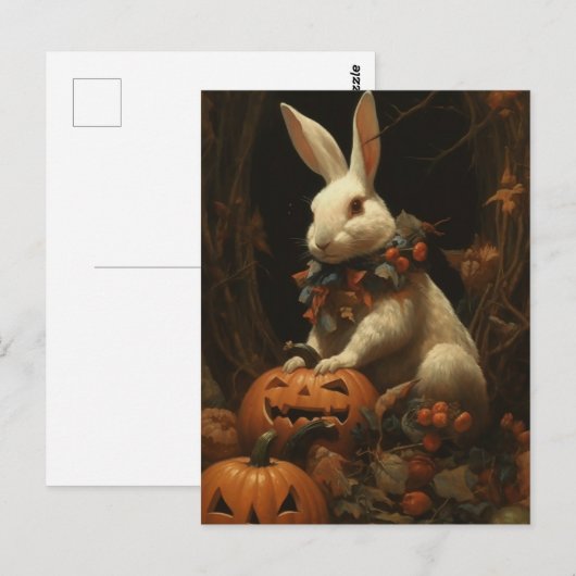 Halloween-Kaninchen Postkarte (Vorne/Hinten)
