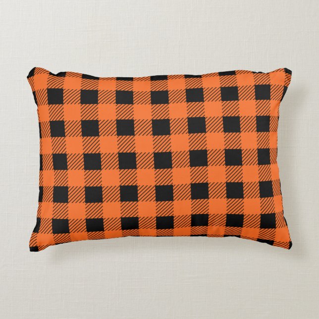 Halloween Kariert Accent Pillow Dekokissen (Vorderseite)