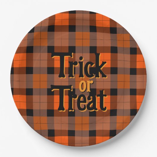 Halloween Kariert Pappteller (Vorderseite)