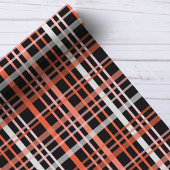 Halloween Kariertes Muster in Orange, Rosa und Sch Geschenkpapier