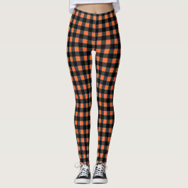 Halloween Kariertes Schwarz-Orange-Muster Leggings
