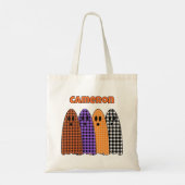 Halloween-Karo-Gingham-Geister Tragetasche (Rückseite)