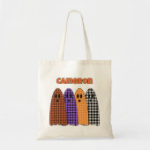 Halloween-Karo-Gingham-Geister Tragetasche (Vorne)