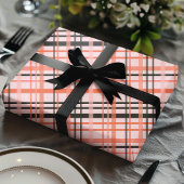 Halloween-Karomuster in Rosa, Orange und Schwarz Geschenkpapier