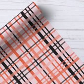 Halloween-Karomuster in Rosa, Orange und Schwarz Geschenkpapier