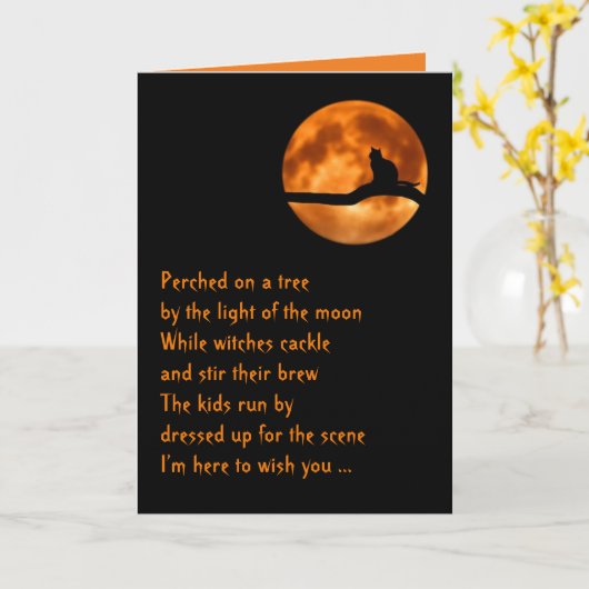 Halloween-Karte für Katzenliebhaber, originelles G Karte (Gelbe Blume)