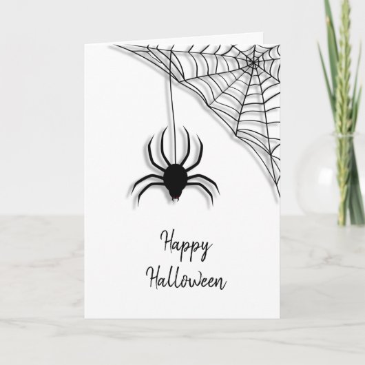 Halloween-Karte für Schwarze Spider und Web Happy Karte (Vorderseite)
