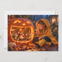 Halloween-Karte: Mädchen und Mäuse teilen sich Mar