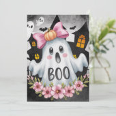 Halloween-Karte mit einem Kawaii-Geist Dankeskarte (Stehend Vorderseite)