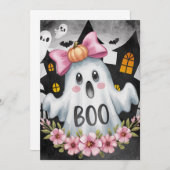 Halloween-Karte mit einem Kawaii-Geist Dankeskarte (Vorne/Hinten)