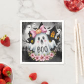 Halloween-Karte mit einem Kawaii-Geist Serviette (Beispiel)