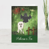 Halloween-Karte mit einem Schwarz-Weiß-Geist Karte (Vorderseite)