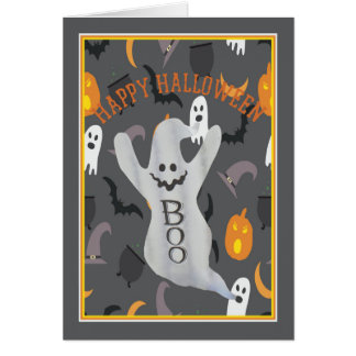Halloween-Karte mit Gespenst und gemischter Hinter