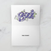 Halloween-Karte mit Hexenhund und Kürbisgewächsen Karte (Innenseite)