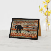 Halloween-Karte mit schwarzer Katze Karte (Gelbe Blume)