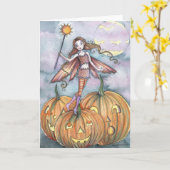 Halloween-Karten-feenhafte Kunst-Karte vorbei Karte (Gelbe Blume)