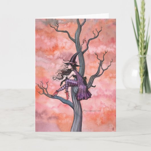 Halloween-Karten-Hexe-Katze durch Molly Harrison Karte (Vorderseite)