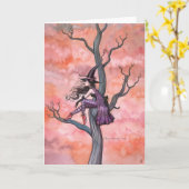 Halloween-Karten-Hexe-Katze durch Molly Harrison Karte (Gelbe Blume)